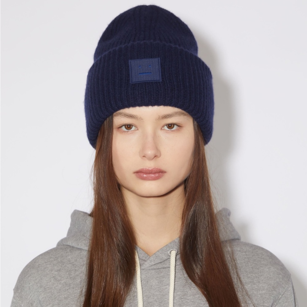 ACNE STUDIOS Face Beanie in Navy